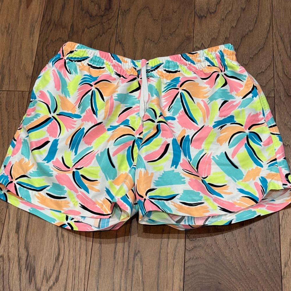 Chubbies Mens Swim Trunks Size M Multicolor Abstract Palm Print Mesh Lined USA